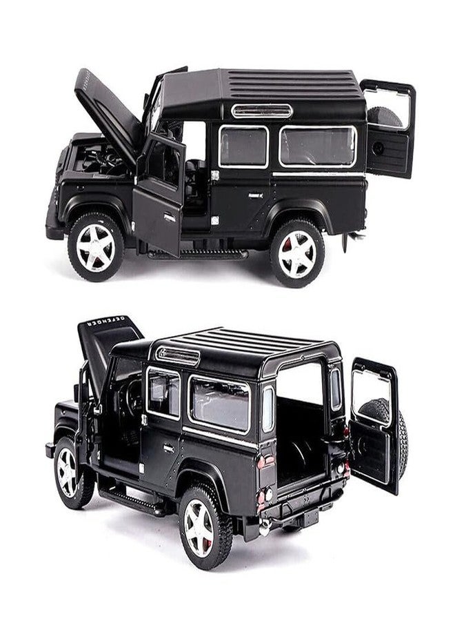 AHBHT Kids Model 1:32 Defender Die Cast Metal Car Pull Back Action Opening Doors with Realistic Engine Sound Lights Toy Car Gift for Boys - Black - Image 2